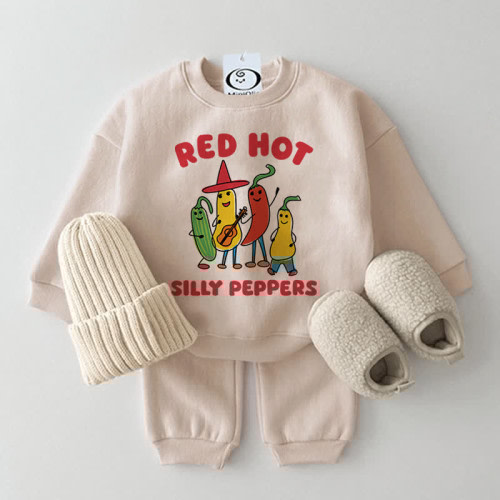 RED HOT SILLY PEPPERS Baby 2-Piece Beige Set