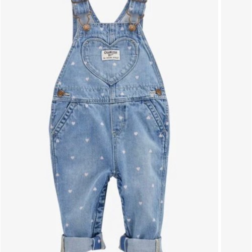 Baby Heart-Print Knit Denim Overalls - Blue - OshKosh B'gosh | Carter's