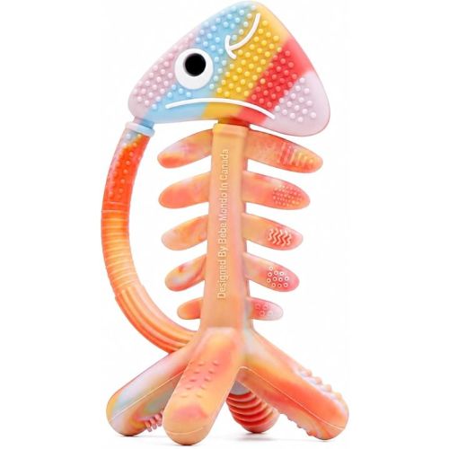 3 in 1 Infant Toys, Baby Teething Toys 3–6 6–12 Months, Teethers for Babies 0–3–6–12 Months for Teething Relief, Baby Gift, Baby Teether Toys, Silicone Sensory Toys,USA Patent Pending, Fish (Rainbow)