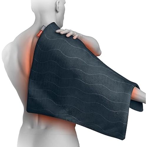 Pure Enrichment PureRelief Pro - Almohadilla térmica ultra ancha de infrarrojos lejanos, alivio muscular para dolor de espalda, cuello, hombros y rodilla en atletas, 4 ajustes de calor, calor seco