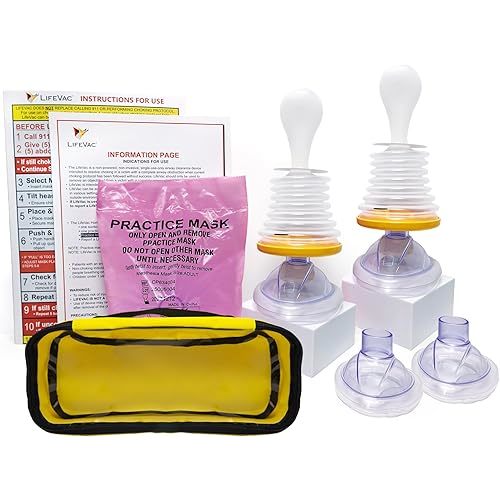 LifeVac Home & Yellow Travel Combo Kit - Portable Suction Rescue Device, First Aid Kit for Kids and Adults, Portable Airway Suction Device for Children and Adults