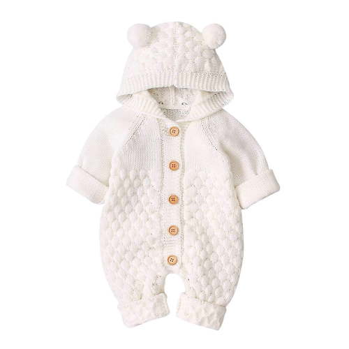 Newborn Baby Girl Sweater Jumpsuit Bodysuit Acrylic Fabrics Pullover Hoodie Button Romper Outfits Sets 0-24Months