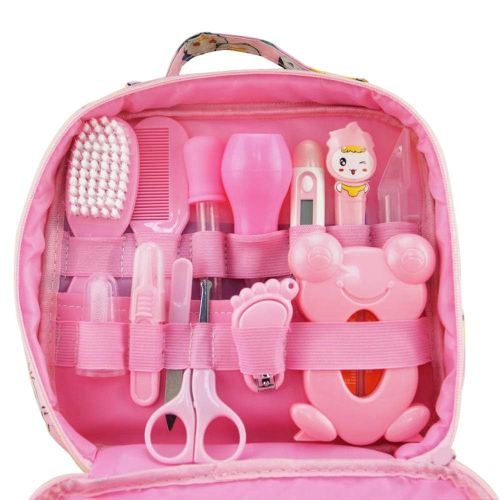 ZELINYE Baby Grooming kit Set Infant Baby Grooming Tools Newborn Manicure Set Baby Healthcare Nail Clippers Hairbrush Tool Set(13PCS) (red)
