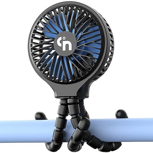 HomeLifairy Portable Stroller Fan, USB or Rechargeable Battery Operated with 3 Speeds and 360°Rotate, Cooling Clip On for Baby Crib Travel Car Seat Black