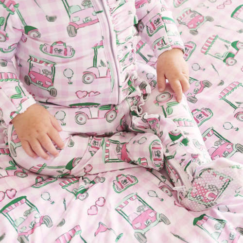 Birdie Babes Ruffle Zipper Footie | Pink