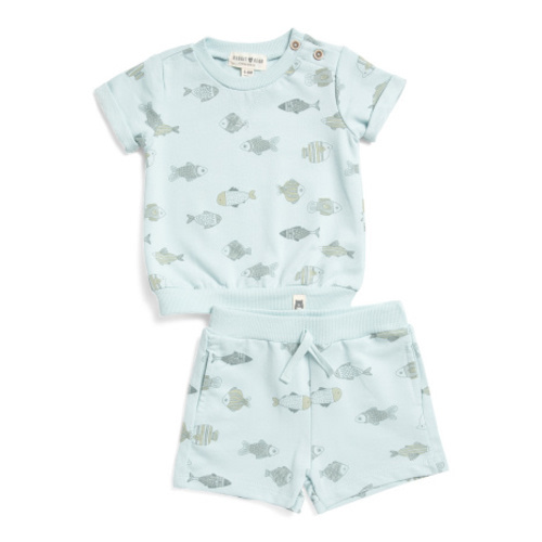 Newborn Boys 2pc French Terry Fish Printed Top And Shorts Set | Kids & Baby | T.J.Maxx