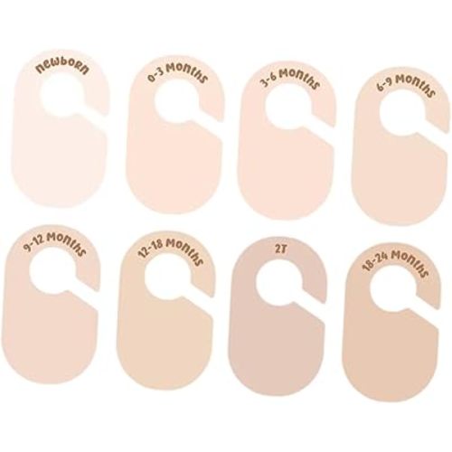 pistro 8Pcs Wooden Clothing Rack Size Dividers for Baby Clothes Organizer Kids Wardrobe Hanger Closet Organizers Nursery Decor
