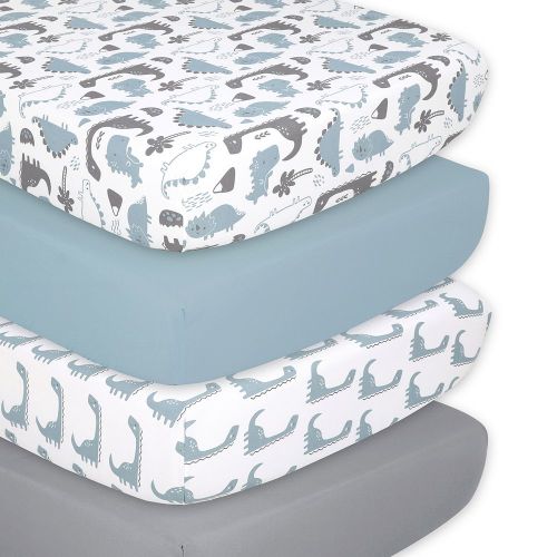 The Peanutshell 4-Pack Dinosaur Fitted Crib Sheets