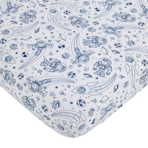 Toy Story Outta This World Blue and White Crib Sheet