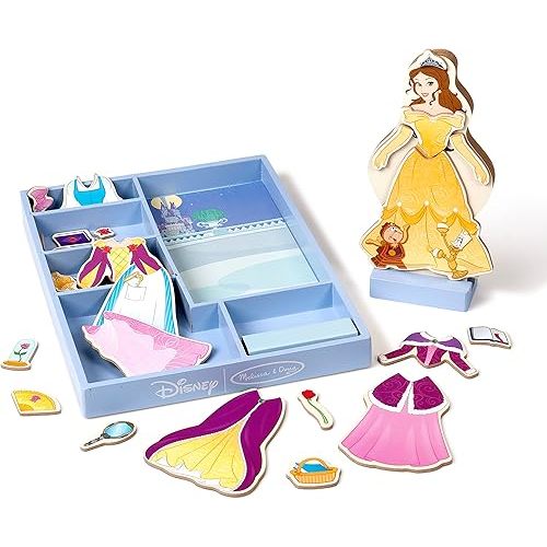 Melissa & Doug Disney Belle Magnetic Dress-Up Wooden Doll Pretend Play Set (30+ pcs)