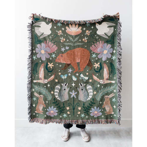 Woodland Animal Blanket | Personalized Woven Throw - Frankie Print Co