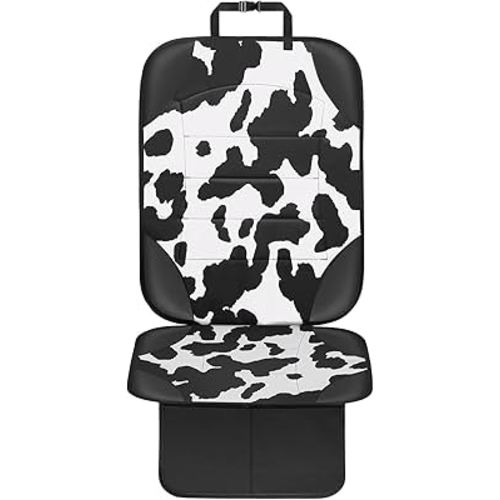 Siivton Car Seat Protector for Child Car Seat,Waterproof Car Seat Cover with Thick Padding, Non-Slip Backing, Protects Fabric & Leather Seats, 2 Mesh Storage Pockets(Cow Print)