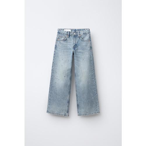 SPARKLY WIDE LEG JEANS - Blue | ZARA United States