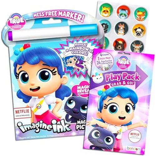 Amazon.com: True and The Rainbow Kingdom Coloring Book Set - Imagine Ink Book and Play Pack (Party Pack) : Toys & Games