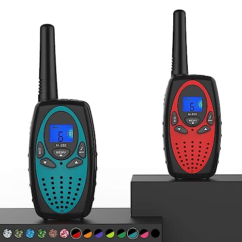 Topsung Walkie Talkies Long Range, M880 Two Way Radio for Adults with Mic LCD Screen/Resistance Wakie-Talkies with Noise Cancelling for Men Women Outdoor Adventures Cruise Ship (Blue and Red)