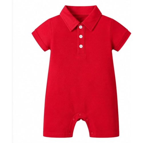 DEFAHN Baby Boy Polo Romper Short Sleeve Collared One-Piece Outfit 0-24M
