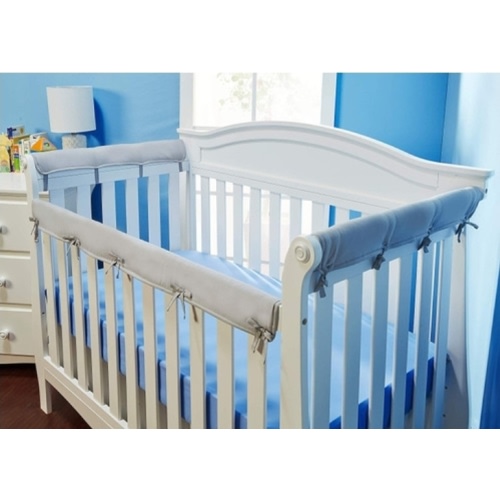 Everyday Kids 3-Piece Padded Baby Crib Rail Cover Set - Grey