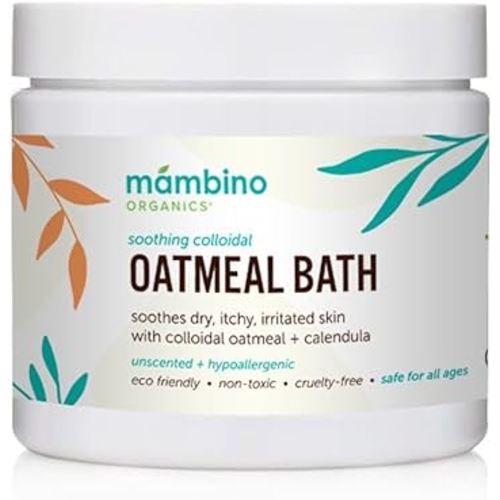 Organic Colloidal Oatmeal Bath Soak – 6 Oz. of Oatmeal Powder for Dry, Irritated, Itchy Skin Relief – Cruelty-Free & Vegan Bath Products for Adults Bath, Kids Bath, or Baby Bath by Mambino Organics