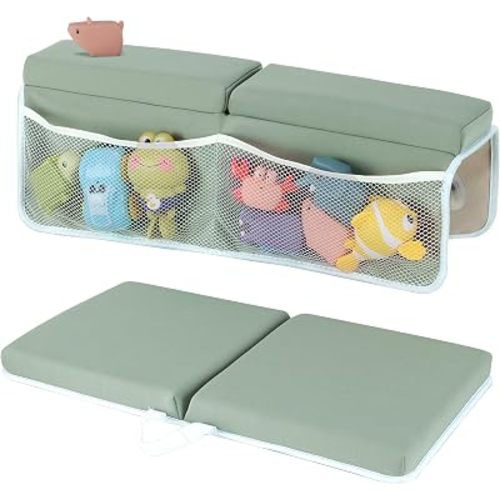 Baby Bath Kneeler and Elbow Rest Pad Set, Gray Green