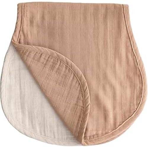 mushie Muslin Baby Burp Cloths | 100% Organic Cotton, Set of 2 (Natural/Fog)