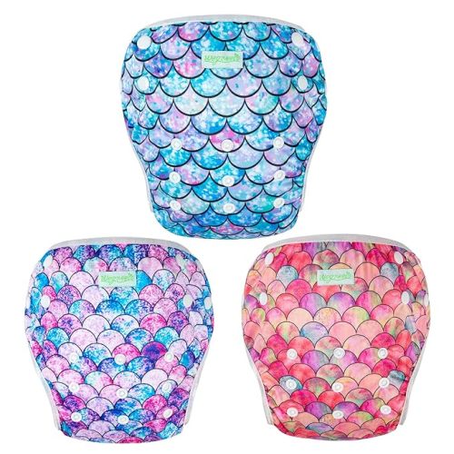wegreeco Baby & Toddler Snap One Size Adjustable Reusable Baby Swim Diaper (Fish Scales, Large, 3 Pack)