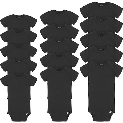 Gerber Baby Neutral 15 Multi Size Onesies Brand Bodysuits, Black, (0-3M, 3-6M, 6-9M)