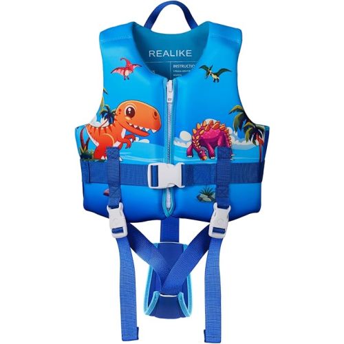 REALIKE Kids Swim Vest Toddler Floaties Adjustable Safety Strap Swimming Aids for Toddlers Children Float Swimsuit, Suitable for Age 2-10 Years/22-88lbs