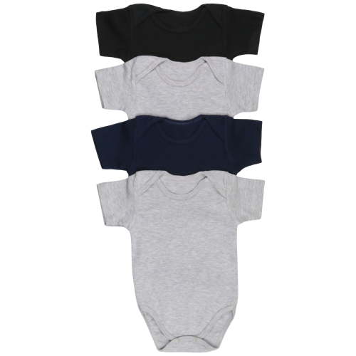 ToBeInStyle Babys' 4 Pack Short Sleeve Bodysuit Onesies - Basic - 3-6 Months