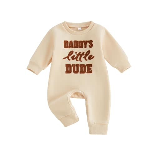 Newborn Baby Boy Fall Outfit Romper Letter Embroidery Jumpsuit Bodysuit Warm Fleece Lined Infant Winter Clothes