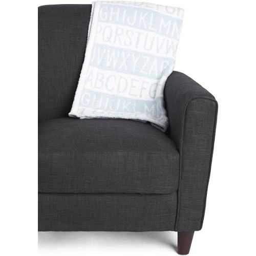 cupcakes and cashmere Jacquard Baby Blanket, Blue & White ABC Alphabet Pattern, 30" x 40", Plush Polyester