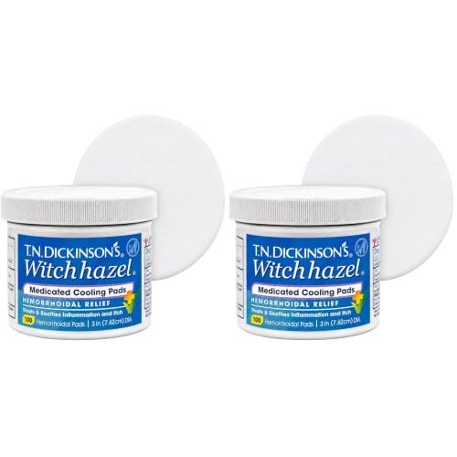 T.N. Dickinson's Hemorrhoidal Pads, Witch Hazel with Aloe, Clear, 100 Count (Pack of 2)