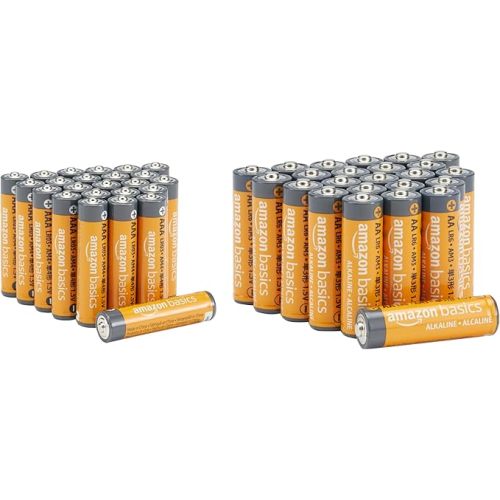 Amazon Basics 48-Count AA & AAA High-Performance Alkaline Batteries Value Pack, 24 AA and 24 AAA, Ready to Use