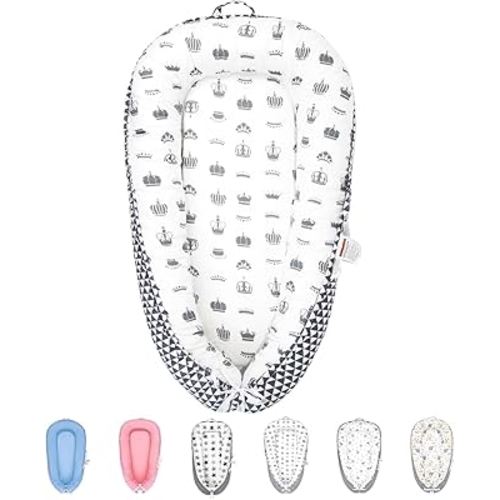 Baby Lounger - Baby Lounger for Newborn 0-24 Months, Baby Nest Breathable 100% Cotton Cover Adjustable Portable Infant Lounger,Baby Essentials and Gifts