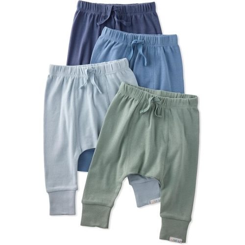 12 Months - Butterblu Jordan 4-Pack Jogger Pants 100% Organic Cotton Bottoms for Boys & Girls, Terra, 12 Months