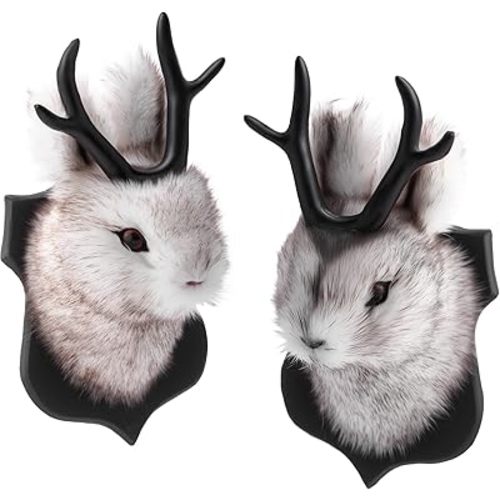 Arrowbash 2 Pack 13" The Jackalope Plush Stuffed Animal Wall Mount Plush Stuffed Animal Taxidermy Head for Christmas Home Wall Decoration Adult(Jackalope)