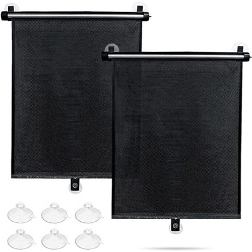 Sfee Car Window Shade for Side Windows, 2 Pack Sun Shade Retractable for Car Blocks Heat and UV Rays Glare Protection Roller Sunshade Visor for Baby, Kids, Pets, Passengers