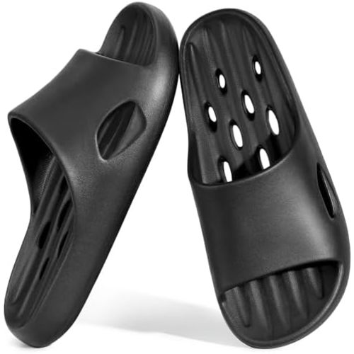 Aoowoll Mens Shower Shoes With Holes Dry Quickly Bath Slippers Womens Non Slip Indoor Home Bedroom Pool Spa Guest College Dorm