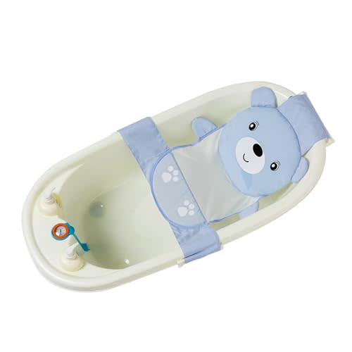 Cute Cartoon Bear Baby Bathtub Net Pocket Foldable and Portable Shower Net Bed Adjustable Bathing Net Infant Shower Gift Cute and Secure