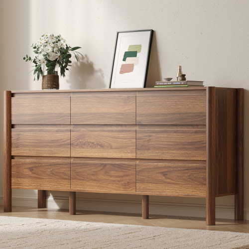 Ebern Designs Hingham 63" W Dresser With 9 Drawers, Wood Chest Of Drawers For Bedroom, Living Room & Reviews | Wayfair