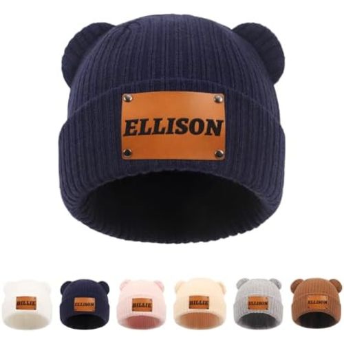 Personalized Name Newborn Beanie Hat, Custom Warm Newborn Hats, Personalized Winter Knit Hats for Infant Baby