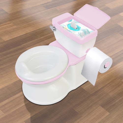Potty Training Toilet for Kids and Toddlers with Realistic Flushing Sounds, Real Feel Potty with Wipes Storage, Potty Training Seat Toddler Potty Training Toilet for Baby Girls(Pink)