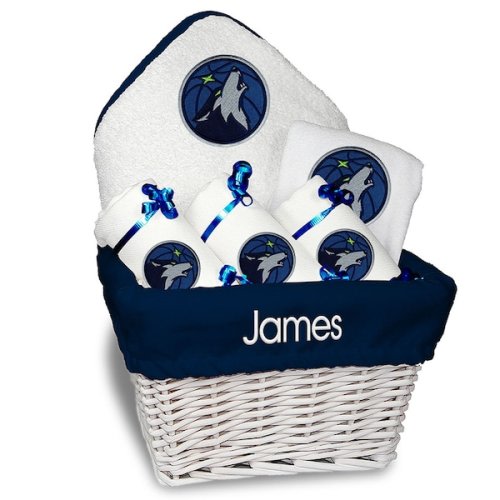 Newborn & Infant Minnesota Timberwolves White Personalized Medium Gift Basket