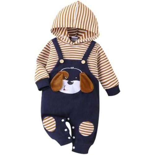 Baby Boy Clothes Newborn Hoodie Romper Fall Winter One-piece Outfit Infant Cute Cartoon Clothing Set 0-18 Months