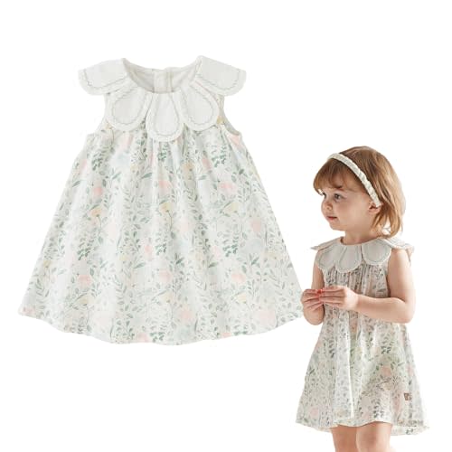 DAVE&BELLA Toddler Girl Boho Dress Sleeveless Floral Princess Dress Baby Kids Beach Holiday Sundress Playwear Summer Outfits