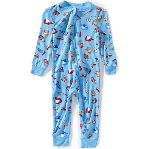 Little Me Baby Boys Bamboo Long-Sleeve Baseball-Inspired-Printed Coverall