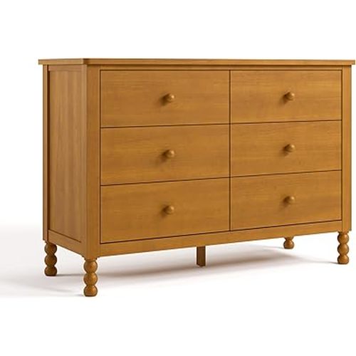 Storkcraft Rio 6 Drawer Dresser (Almond) – GREENGUARD Gold Certified, Wood Dresser for Bedroom, Kids & Nursery Storage Chest, Safety Interlocking Drawers, Pre-Installed Tracks, Kids Chest