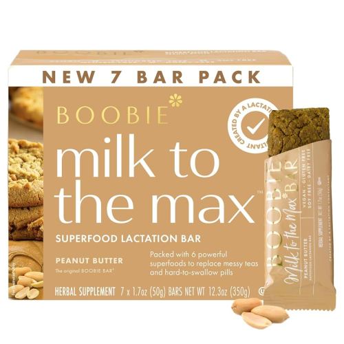 Boobie Bar Superfood Peanut Butter Lactation Bar for Breastfeeding Moms to Increase Milk Supply | #1 Selling Lactation Snack Bars | Vegan, Fenugreek-Free, Gluten-Free, Dairy-Free (7 Bars)