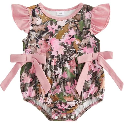 Baby Girl Camo Onesie Hunting Outfit Sleeveless Ruffle Romper Bodysuit Infant One Piece Summer Clothes