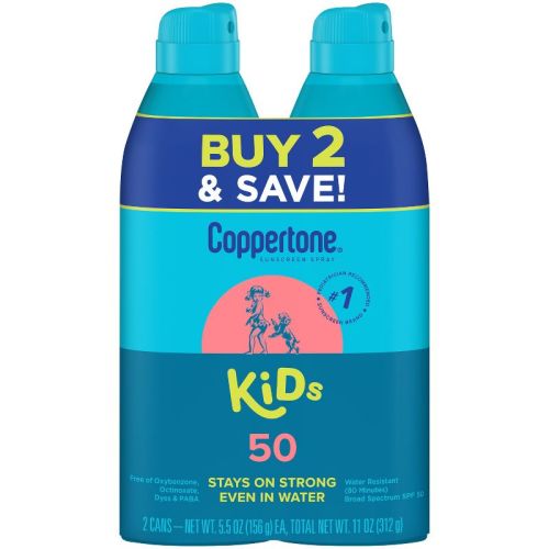 Coppertone Kids Sunscreen Spray - SPF 50 - 11oz - Twin Pack: Whole Body, Sun Protection, Scented