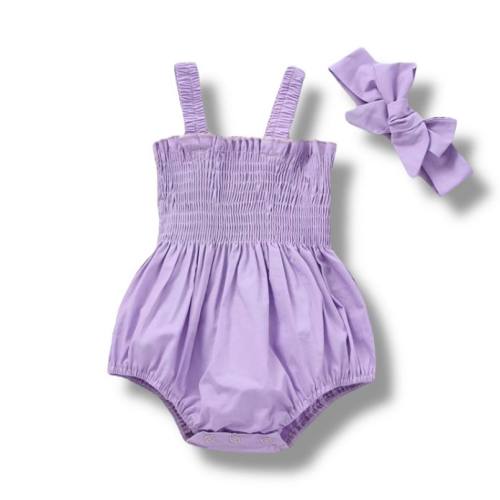Baby Girls Smocked Romper with Headband - size 3-6 months or 6-9 months